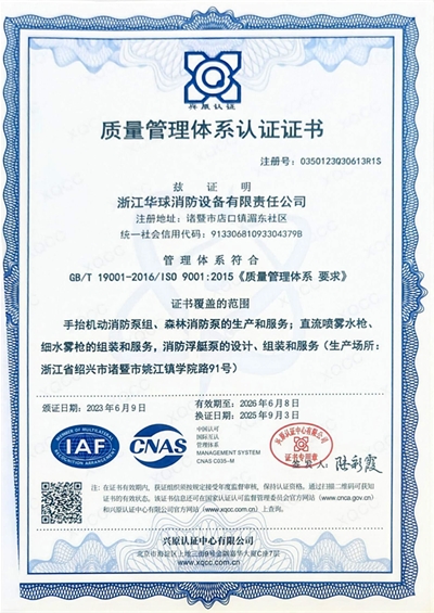 Quality Management System Certificate